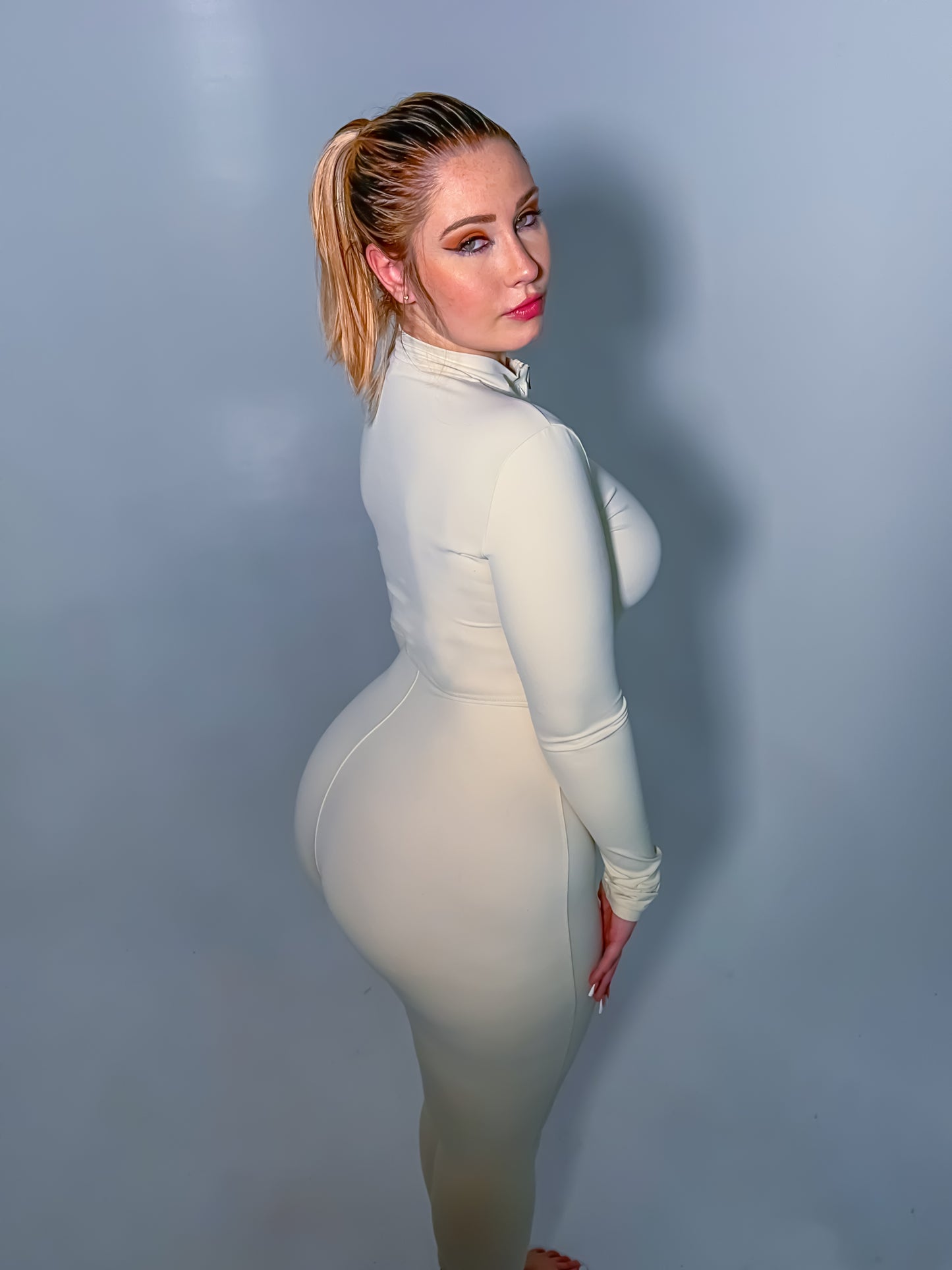 Body Contouring Jumpsuit - Cream