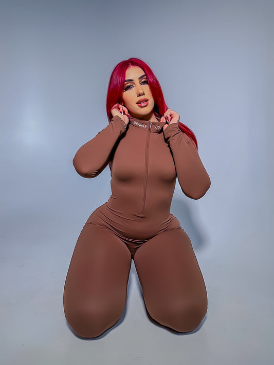 Body Contouring Jumpsuit - Coffee